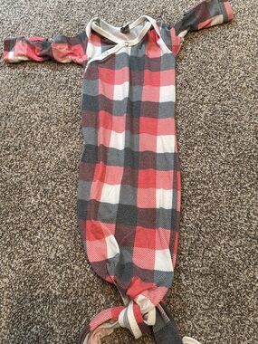 Copper pearl Red & Gray Buffalo Plaid Knotted Baby Gown